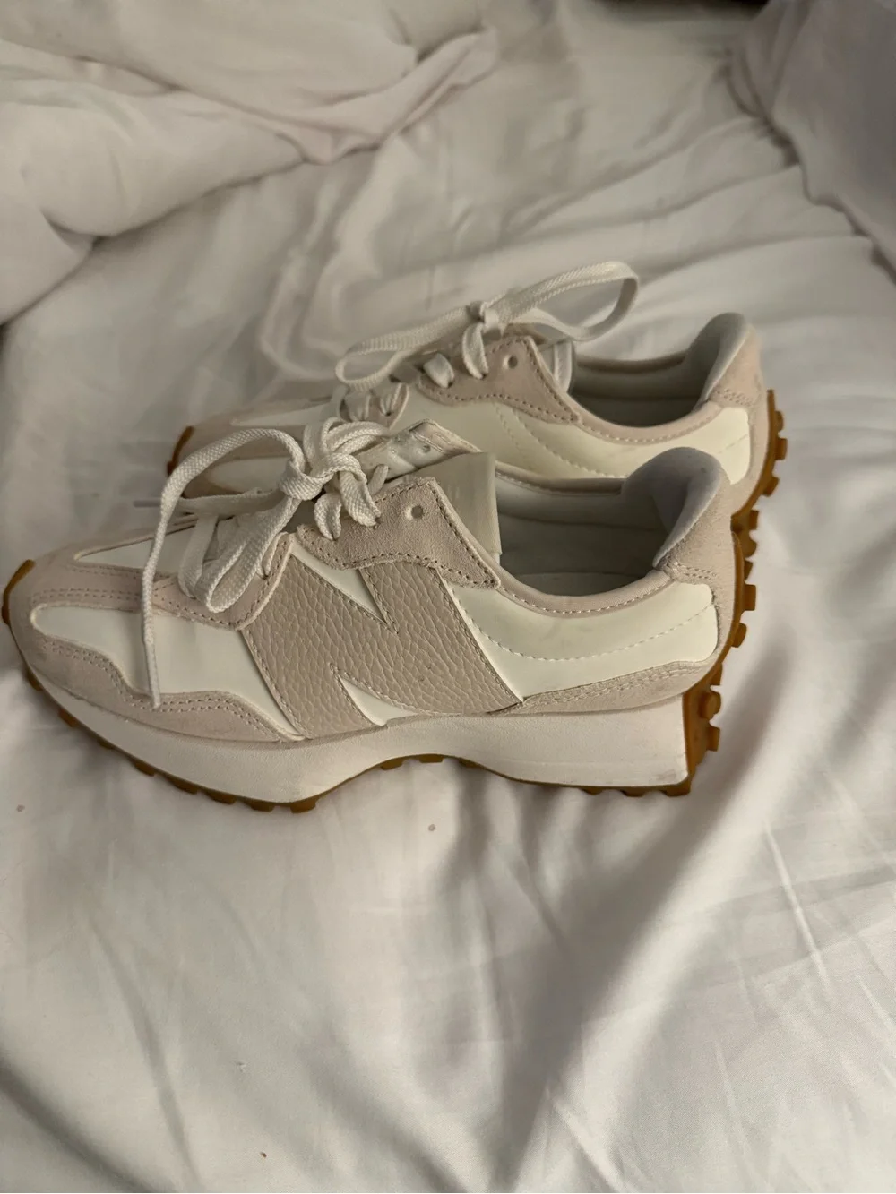 New Balance Women's Platform Sneakers - Cream/White with Gum Sole